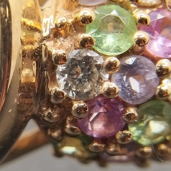 Ring Colorful 18K Rose Gold Pink & Blue 2.57 Ct Gemstone + Diamonds Vintage 9.25 - Picture 9 of 9